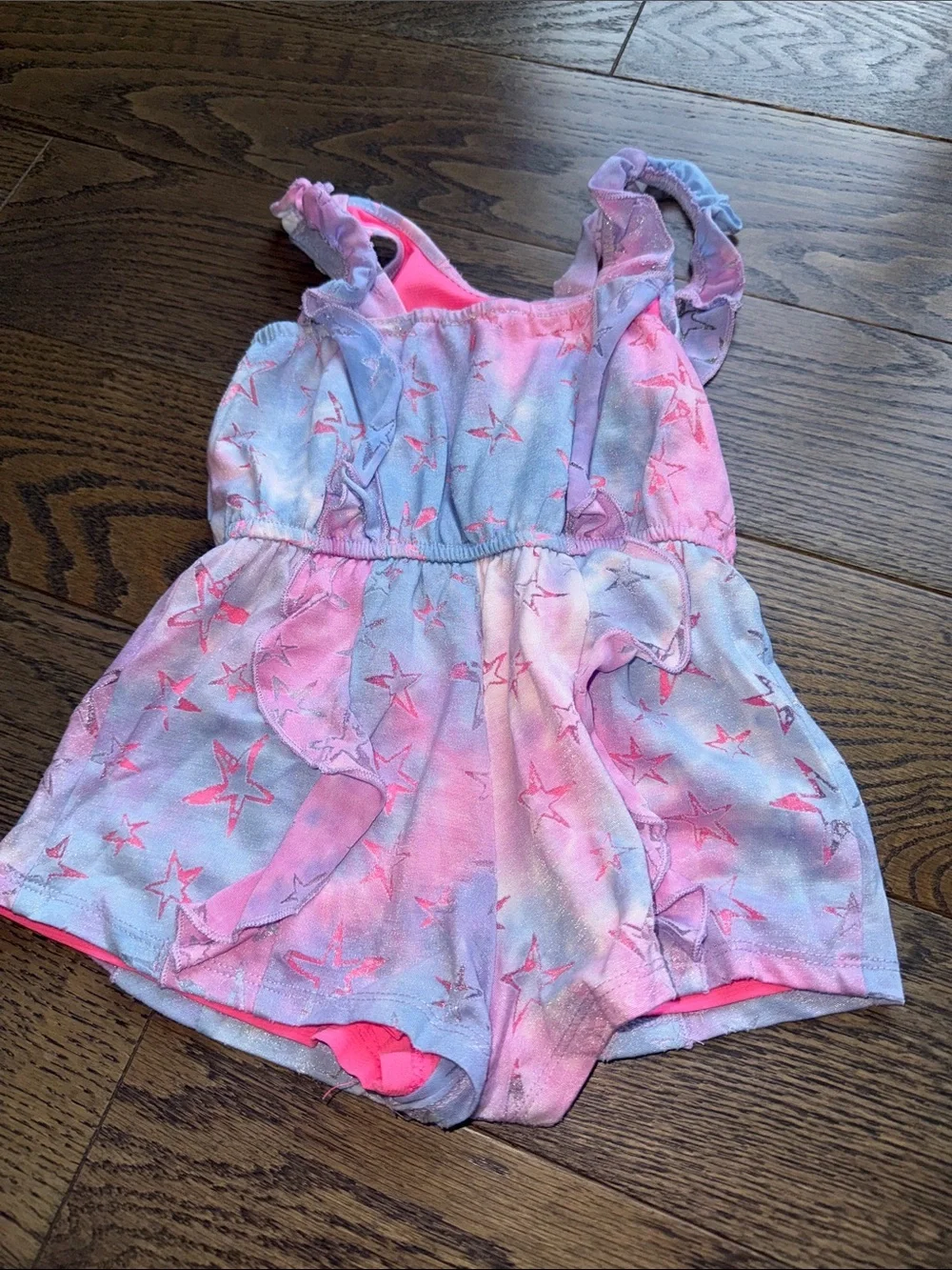 Sara Sara Pink and Light Blue Star Romper 18-24 months baby 2t toddler euc